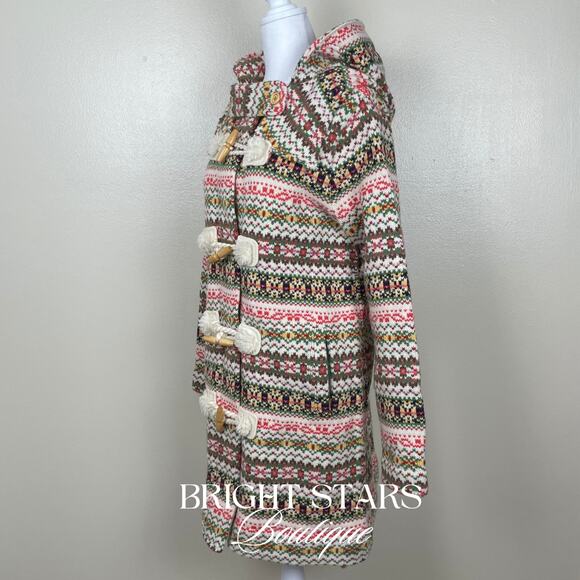 Rare Fair Isle Duffle Coat ASO Sookie Gilmore Girls Multicolor Womens Small Knit - Picture 7 of 13
